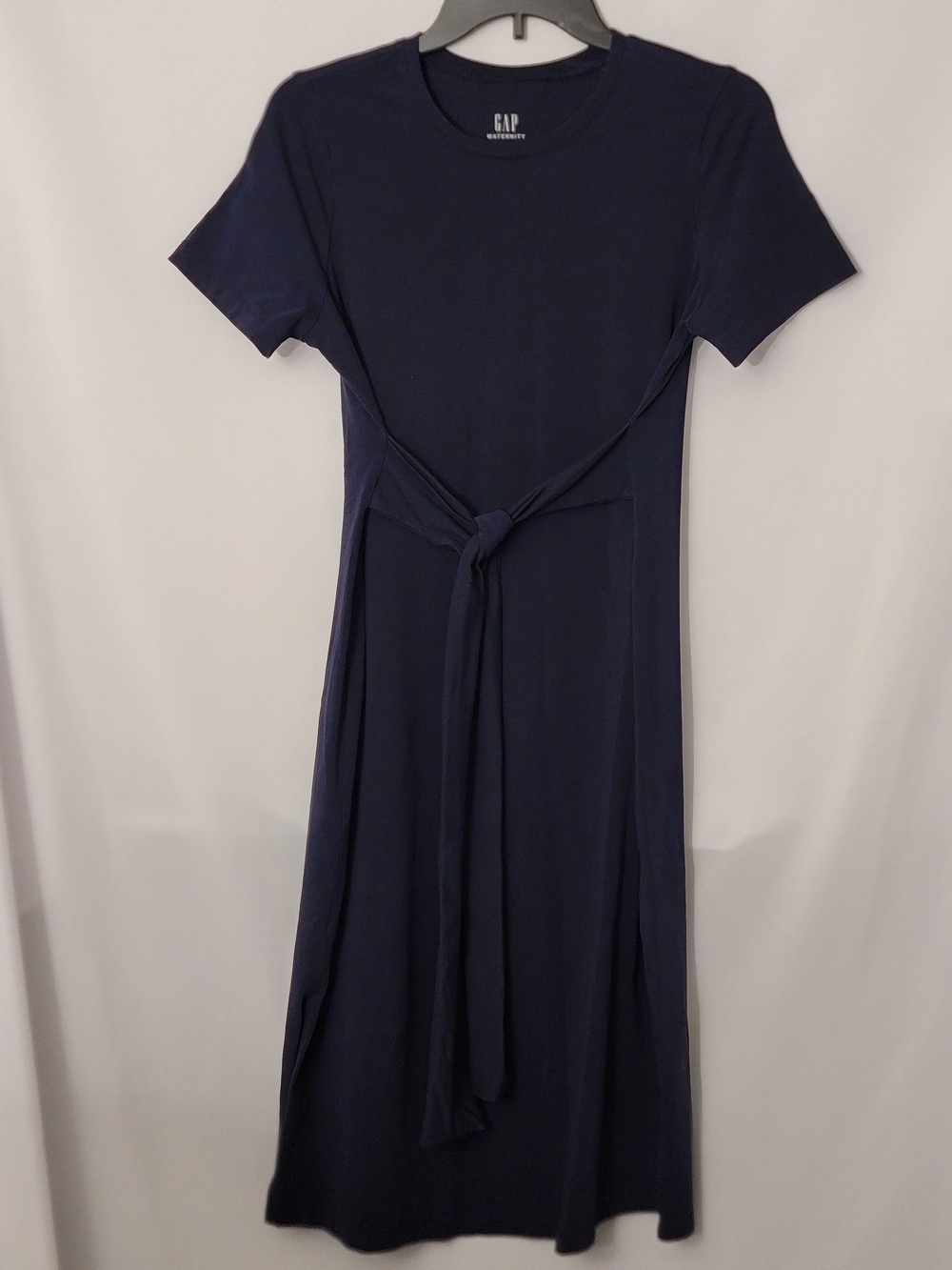GAP Maternity Short-Sleeve Midi Dress with Waist Tie Size S